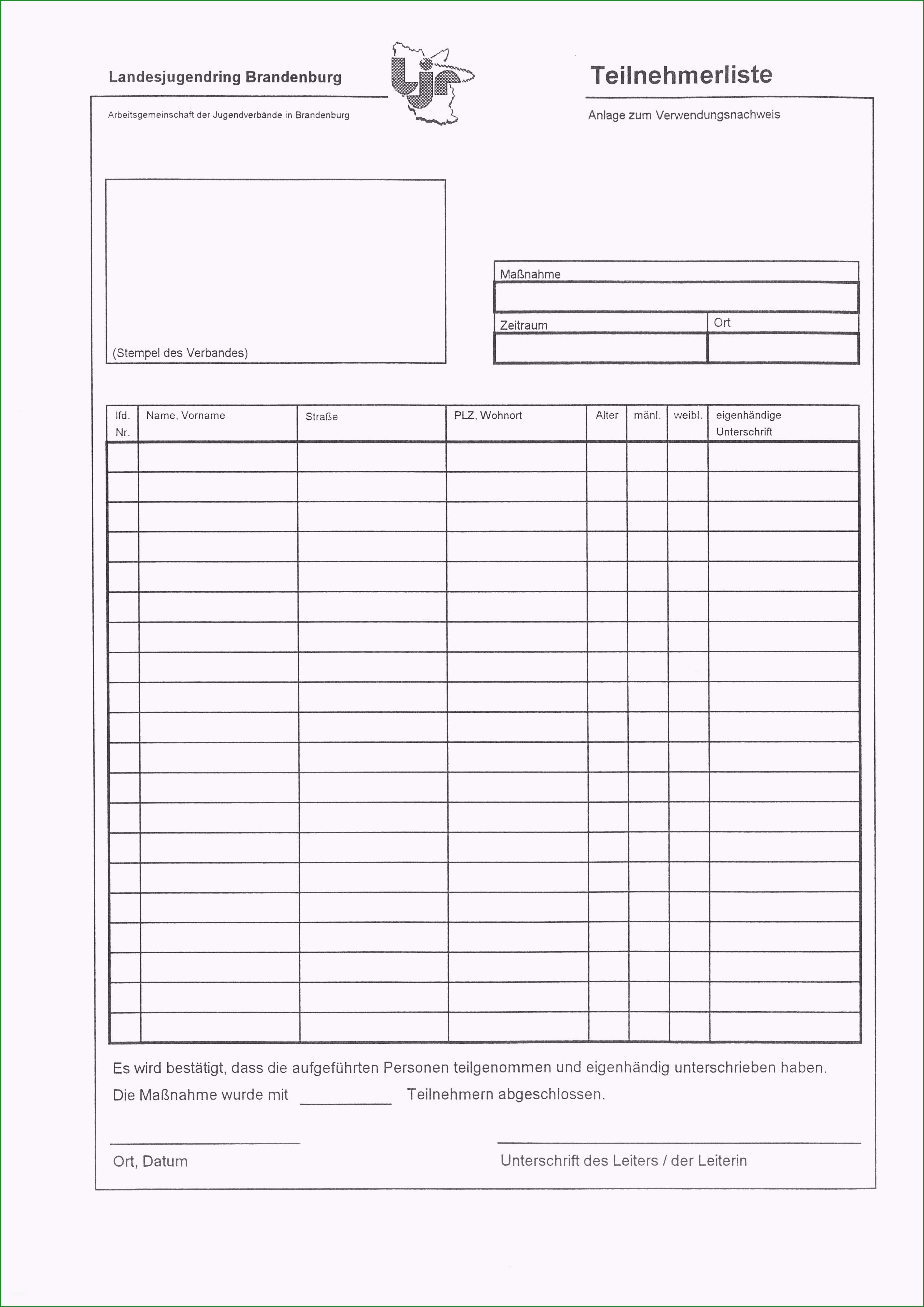 Beste 11 Teilnehmerliste Vorlage Excel Vorlagen123 Vorlagen123