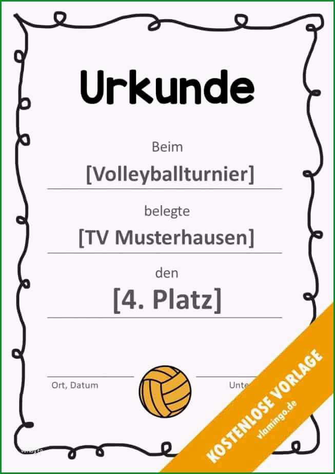 volleyball urkunde