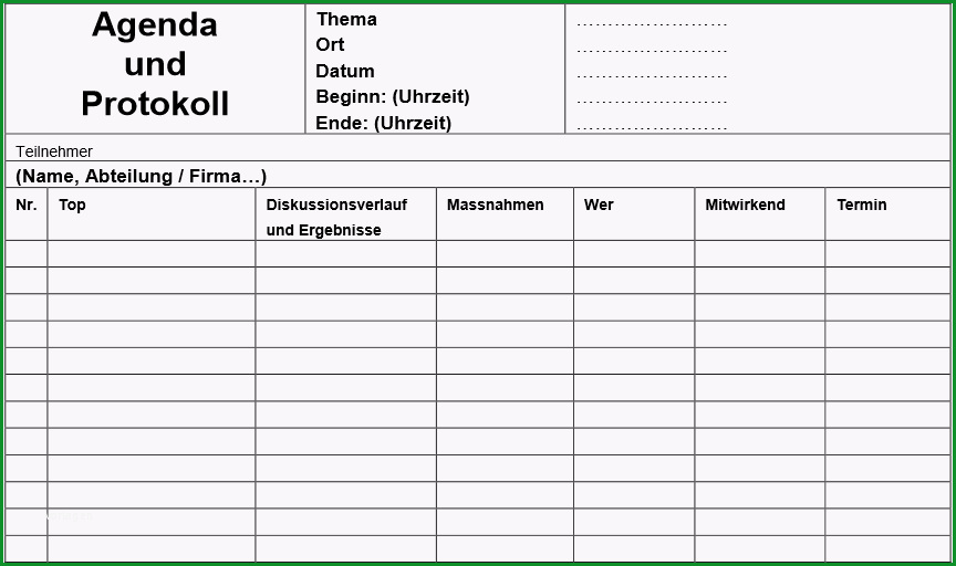 13 protokoll vorlage excel