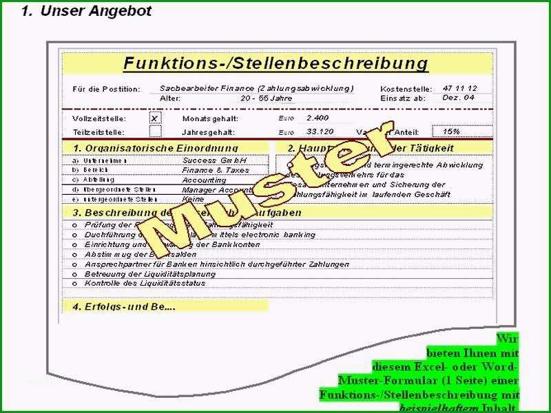 16 stellenbeschreibung vorlage excel