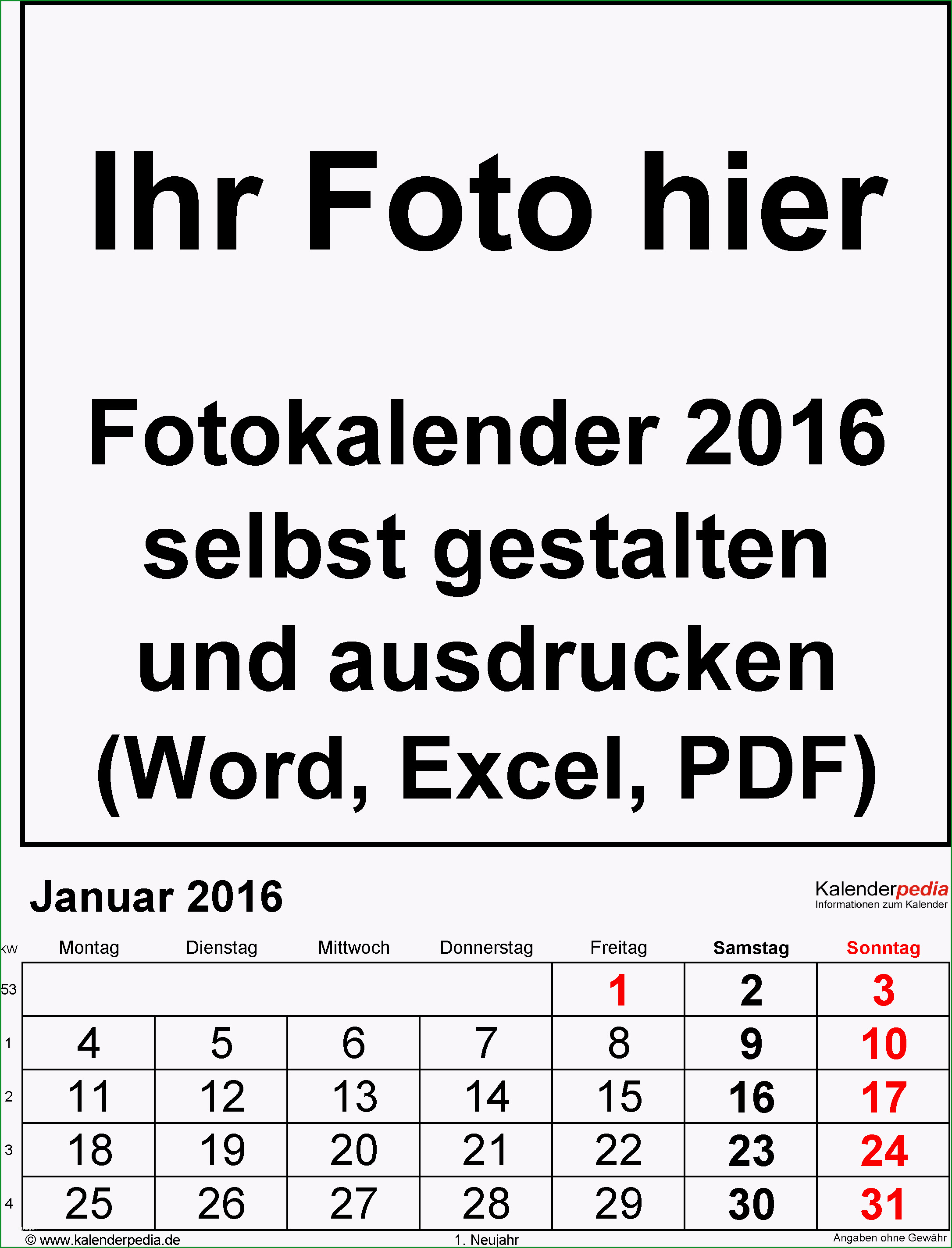 21 Faszinieren Fotokalender Vorlage Im Jahr 2019 1