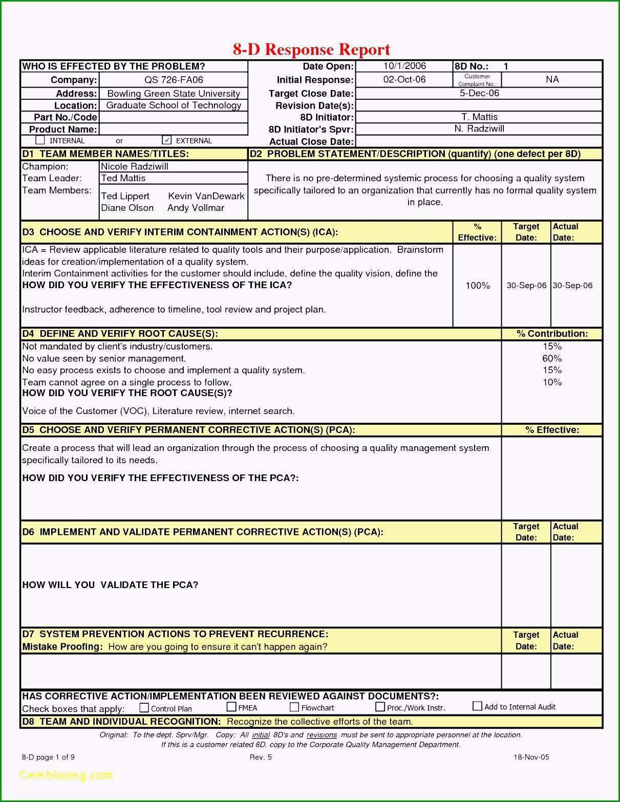 Beste 8d Report Vorlage Pdf Elegante 15 8d Report Beispiel Kostenlos