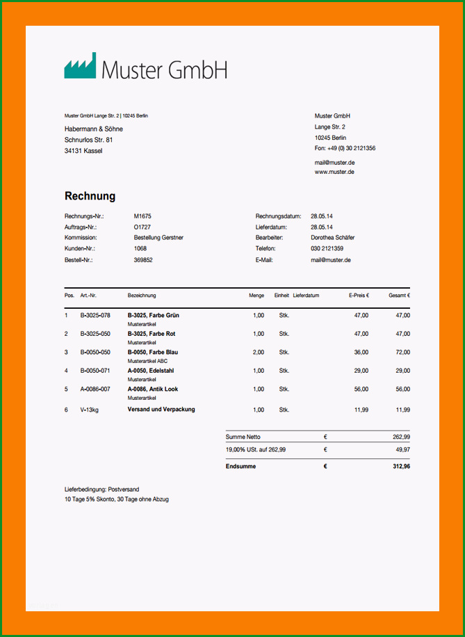 9 privatrechnung vorlage pdf