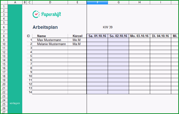 Beste Arbeitsplan Vorlage Excel Kostenloser Download