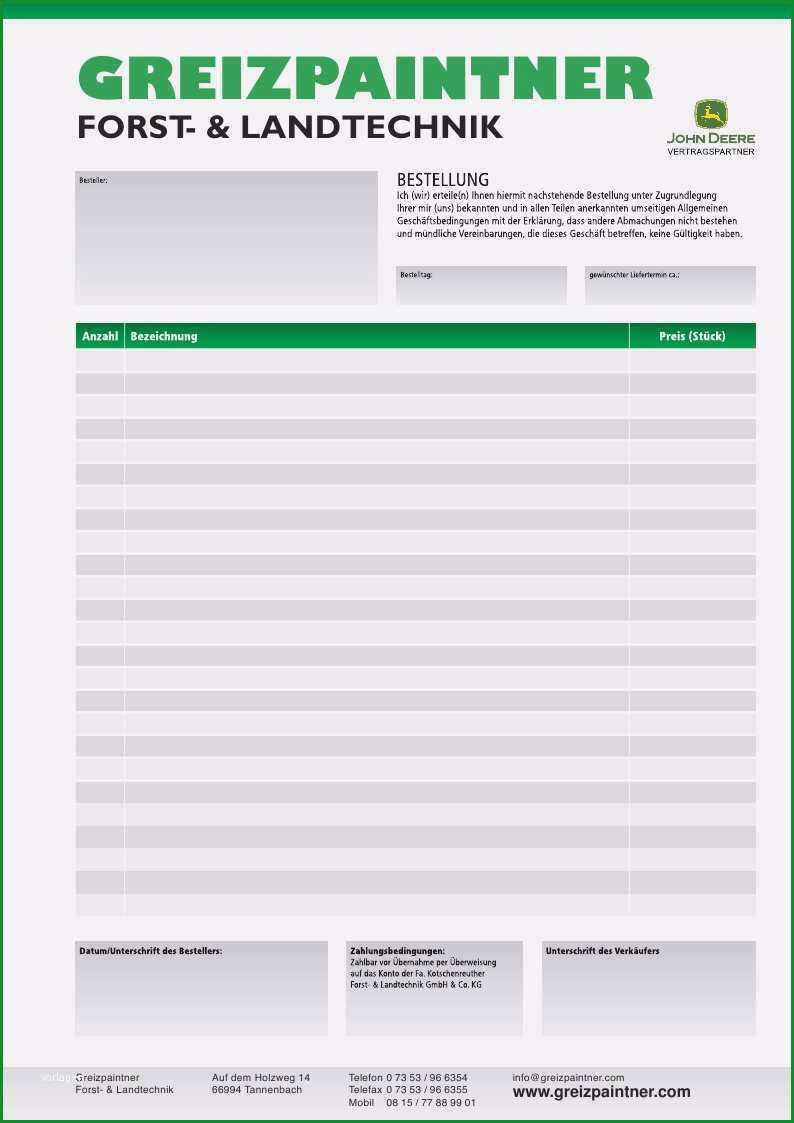 aufmas vorlage pdf angenehm bestellformular forst und landtechnik muster