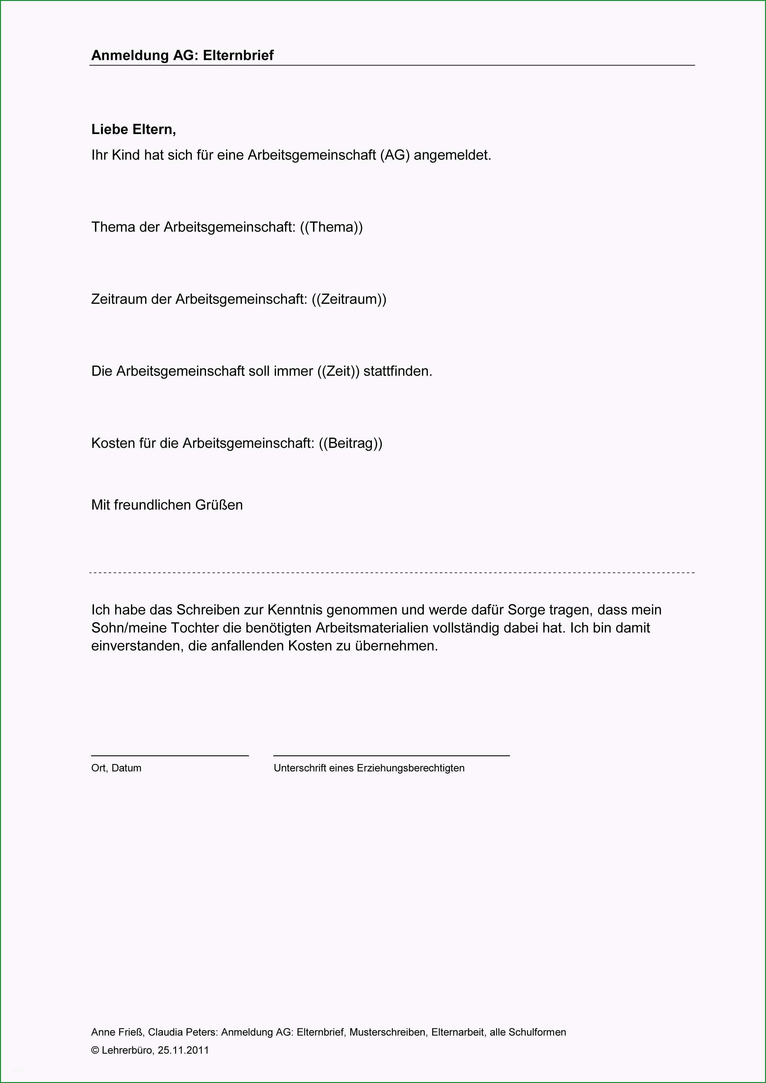 25 elternbrief vorlage kindergarten