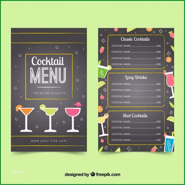 dunkle cocktailkarte vorlage