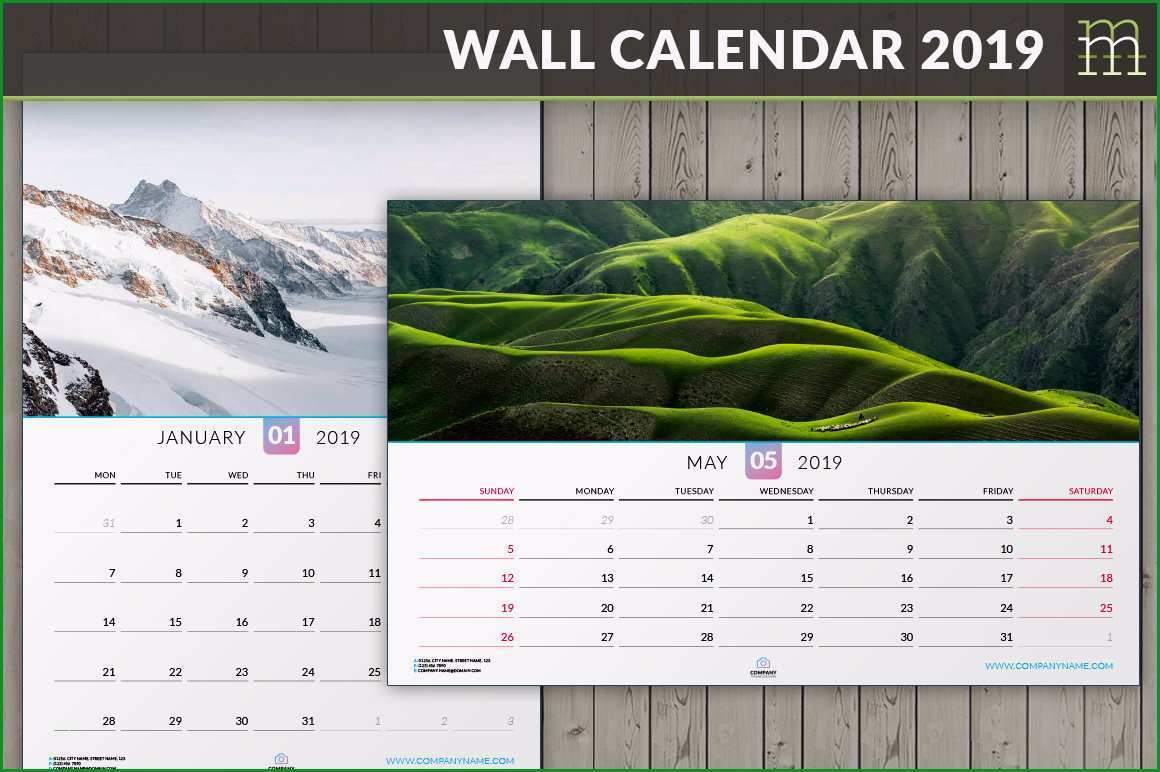 editierbare wand kalender 2019 indesign