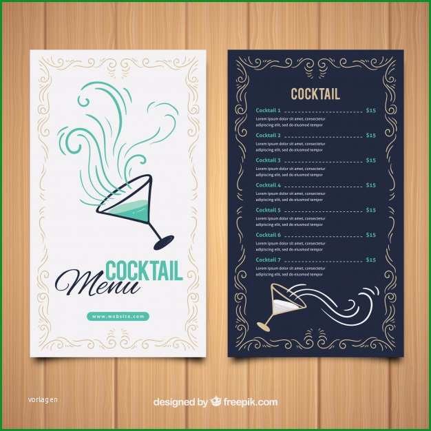elegante cocktailkarte vorlage