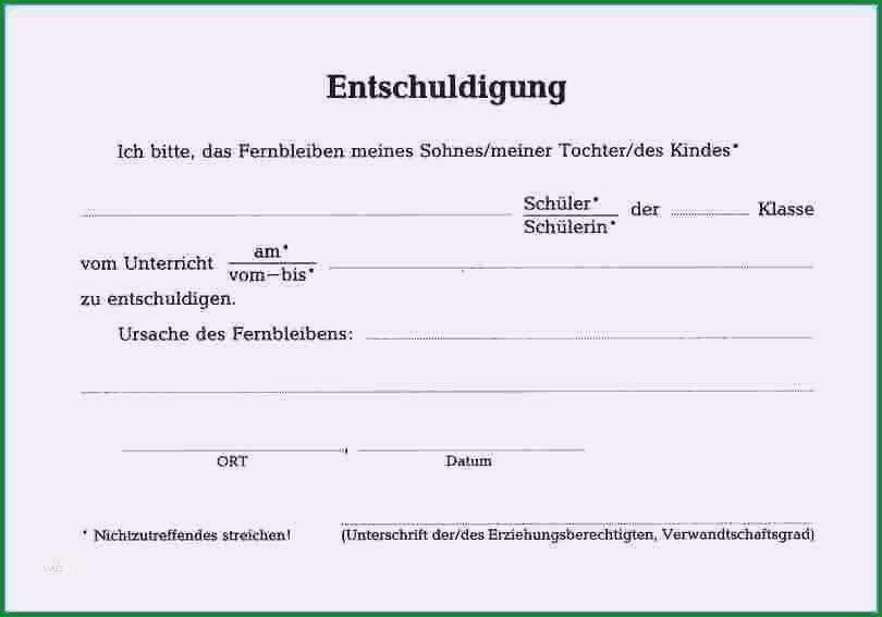 Beste Entschuldigung Schule Vorlage Pdf