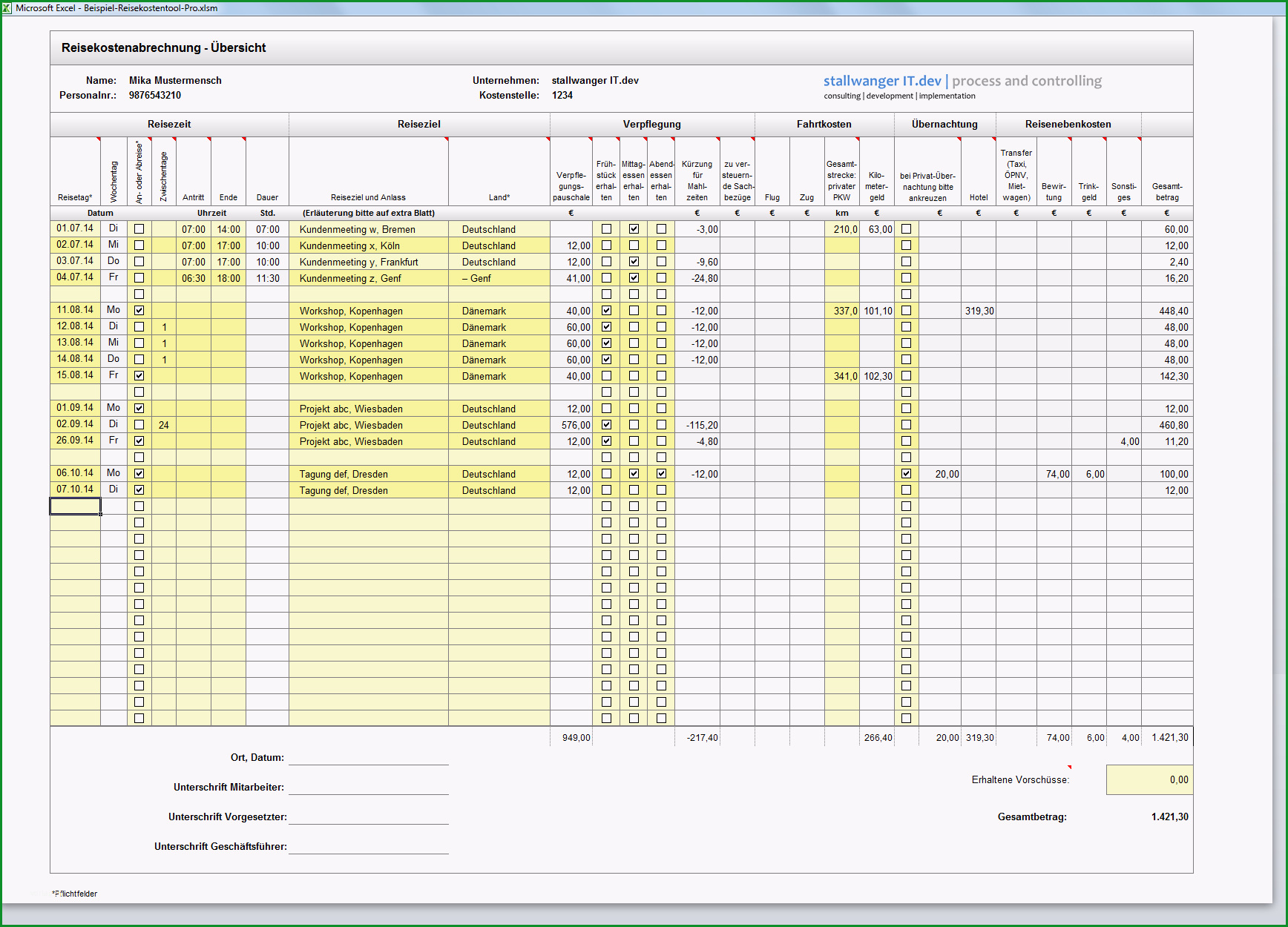 excel reisekosten 2016