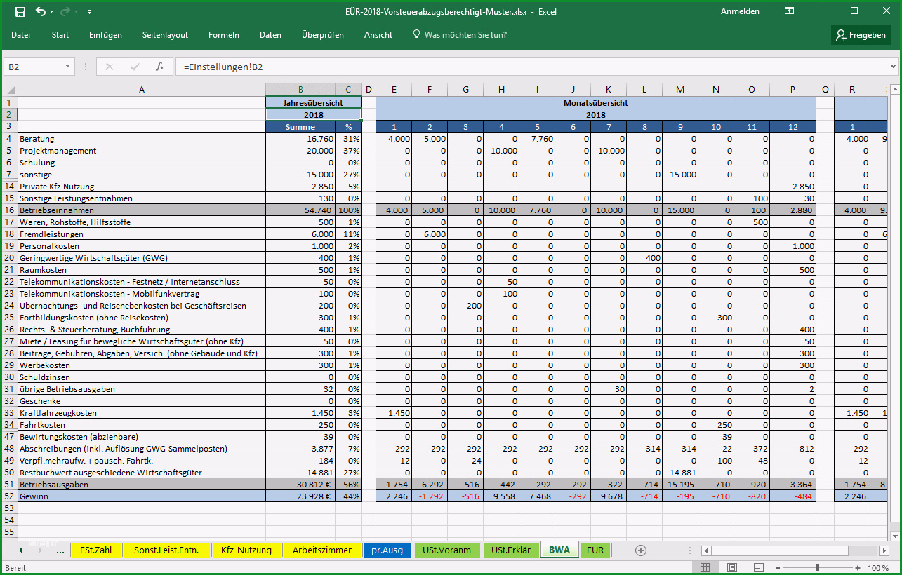 einnahmenueberschussrechnung vorlage excel openoffice