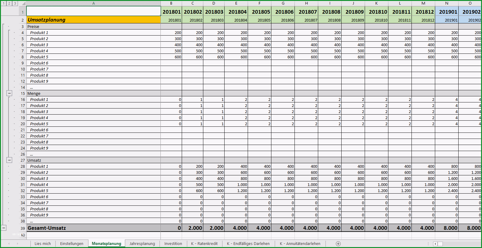 excel vorlage finanzplan businessplan