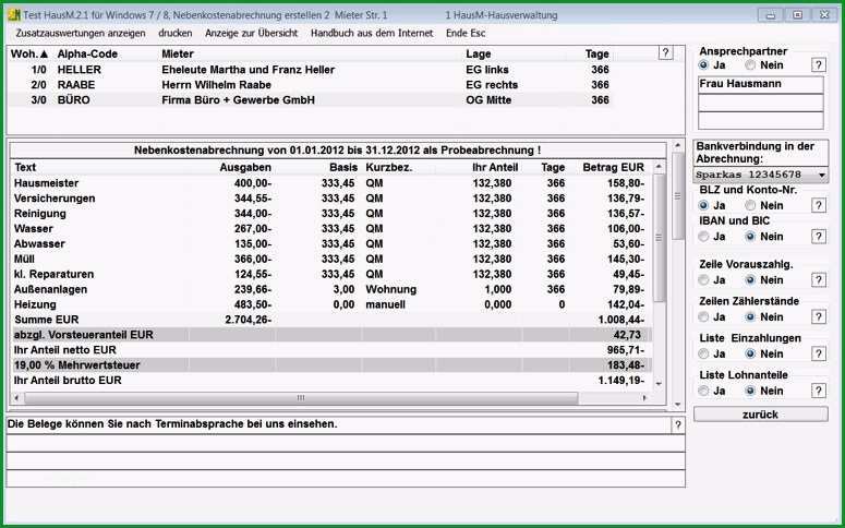 excel vorlage fur nebenkostenabrechnung