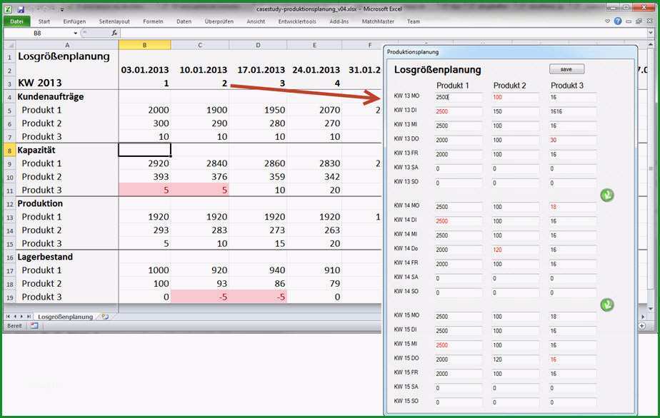 excel vorlage produktionsplanung