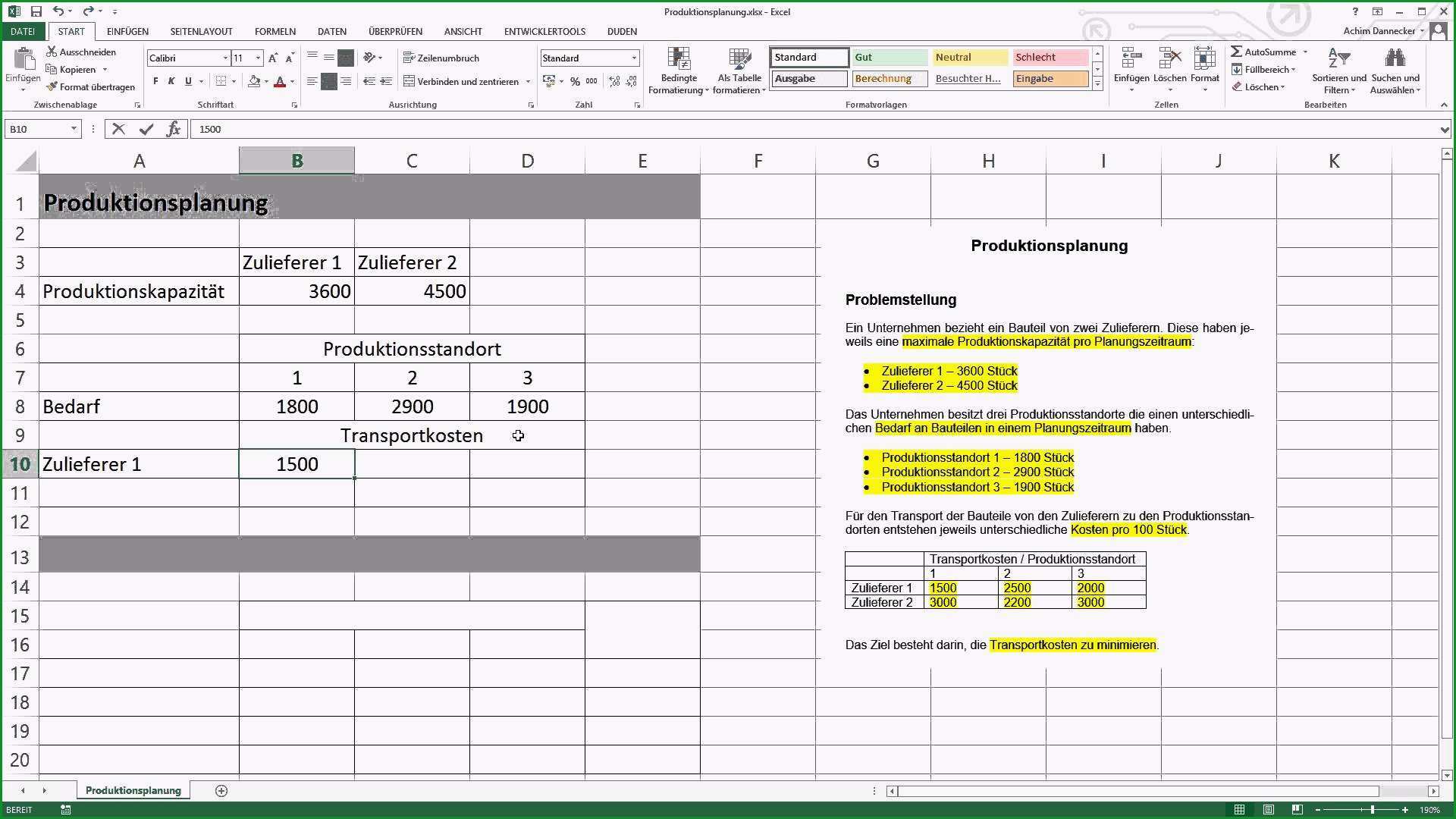 excel vorlage produktionsplanung