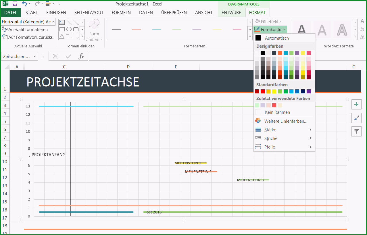 zeitachse in Excel mit einer Vorlage erstellen