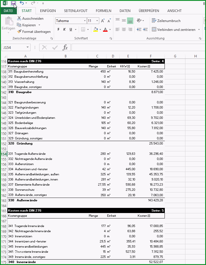 Beste formulare Kostenplanung Din 276 Bki