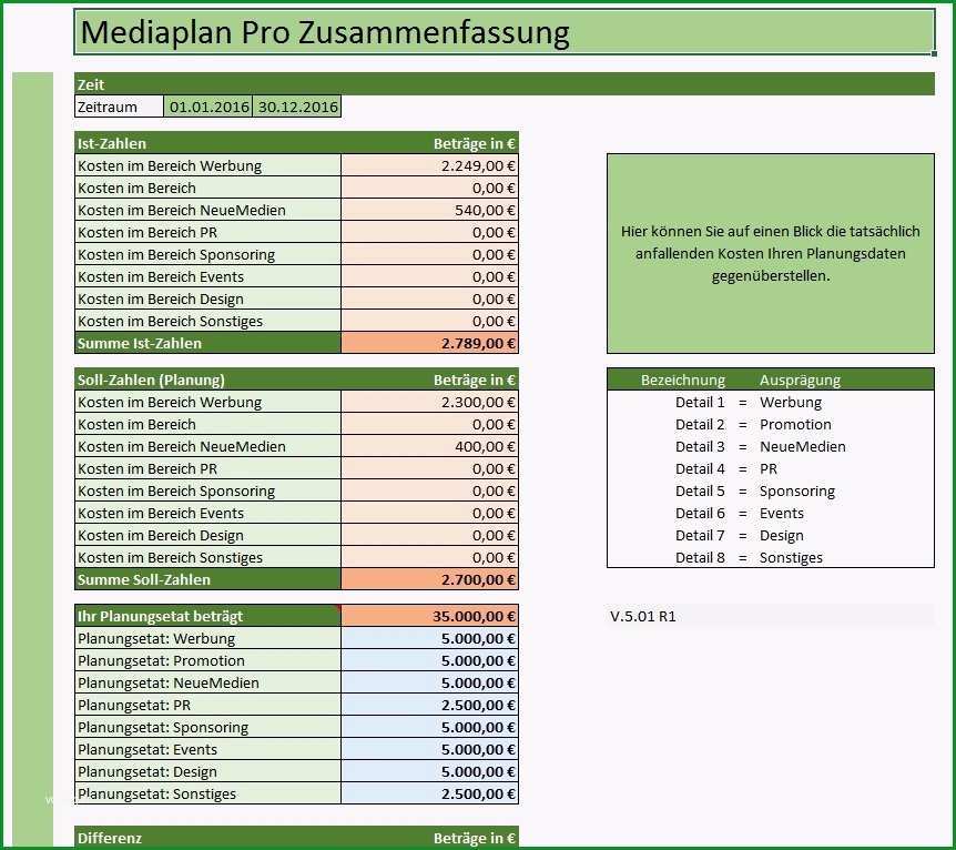 mediaplan pro excel 2015