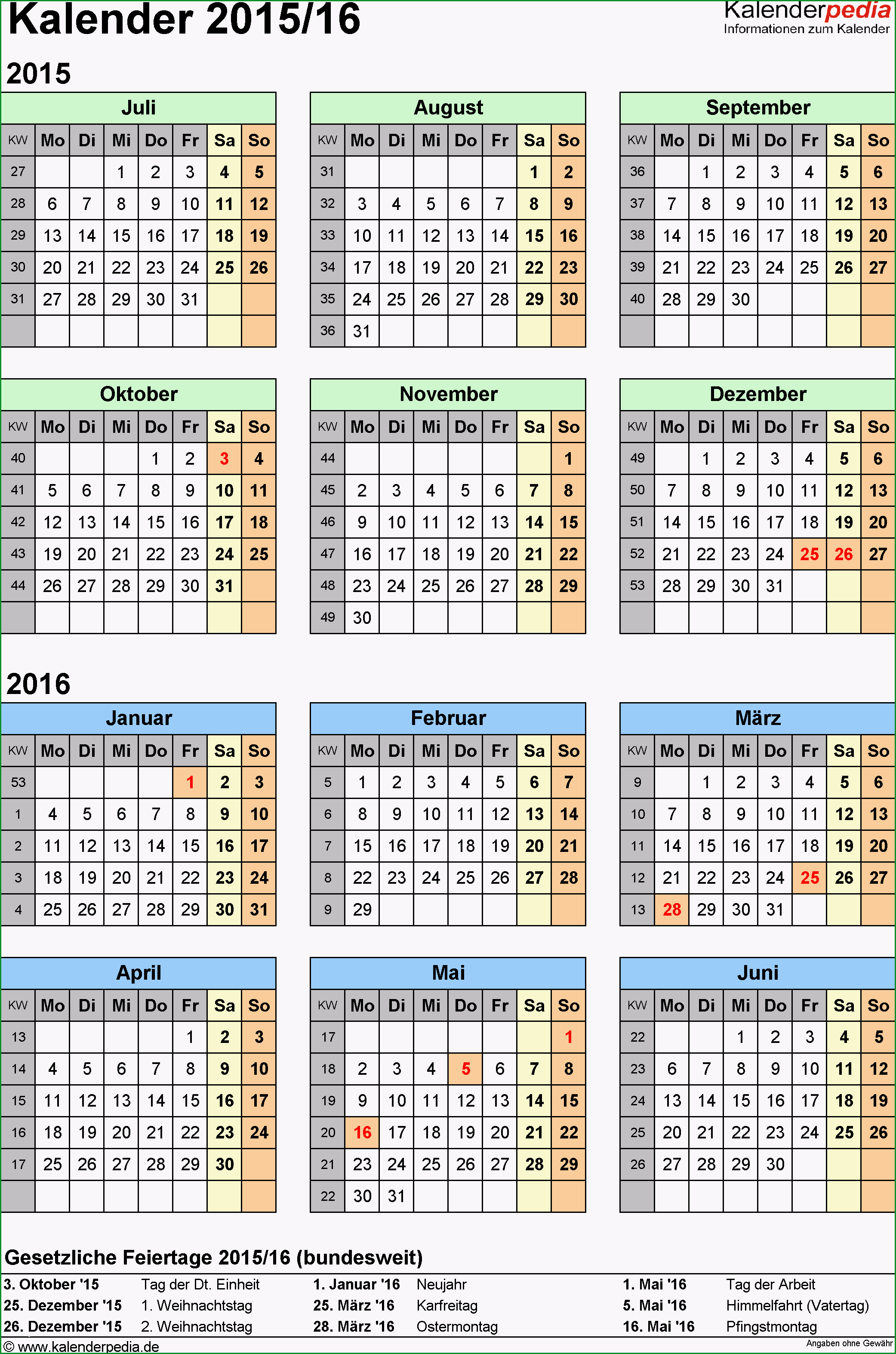 halbjahreskalender 2015 2016 pdf vorlagen