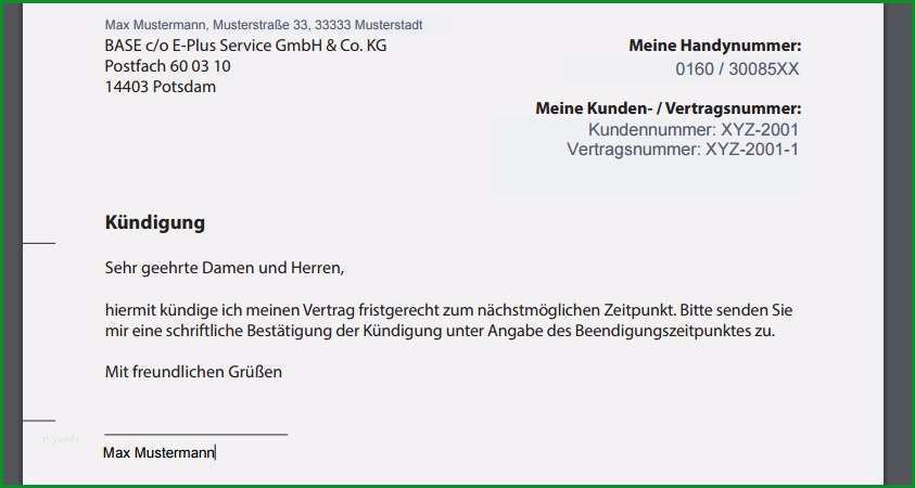 handy kundigung vorlage mobil debitel neu base handyvertrag kundigen muster vorlagen und anschrift
