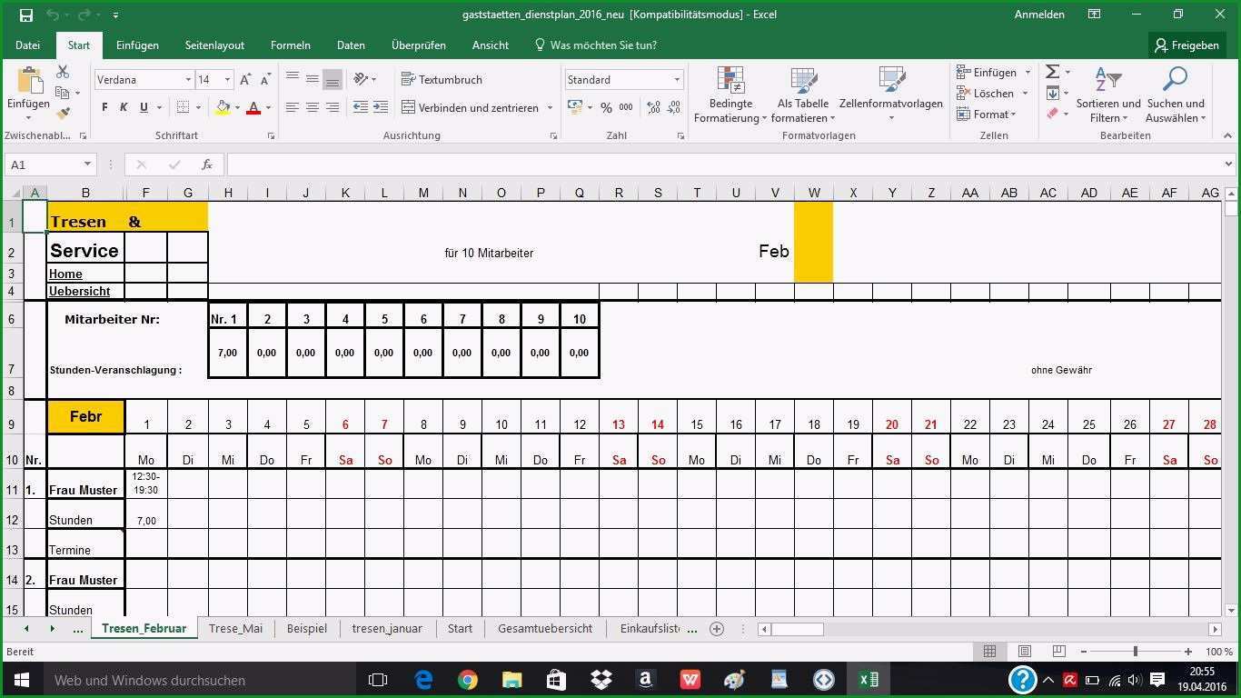 jahres nstplan excel vorlage