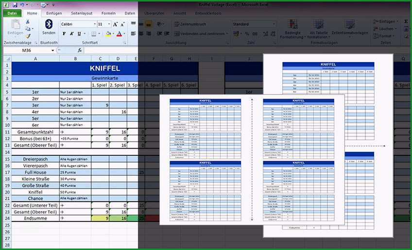 kniffel vorlage excel pdf