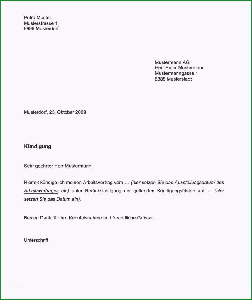 kundigung schreiben arbeitsvertrag besten der einzigartiges kundigung arbeitsvertrag resturlaub uberstunden muster