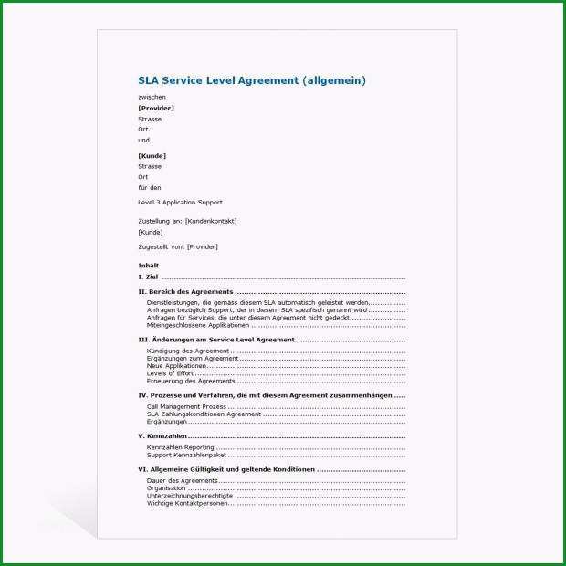 muster service level agreement sla