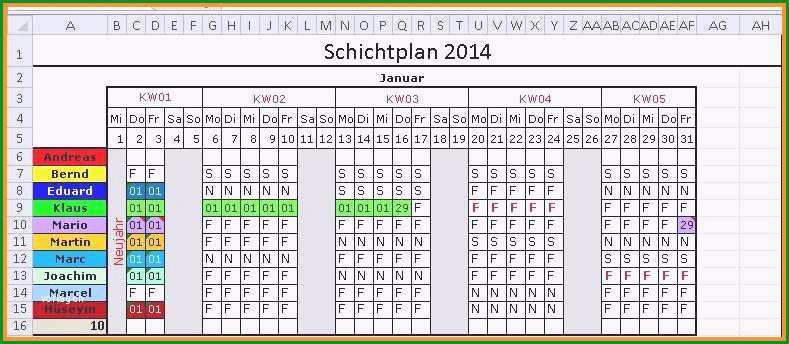 4 schichtplan muster