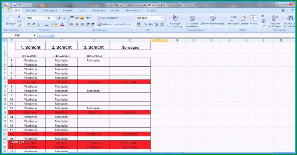 4 schichtplan muster