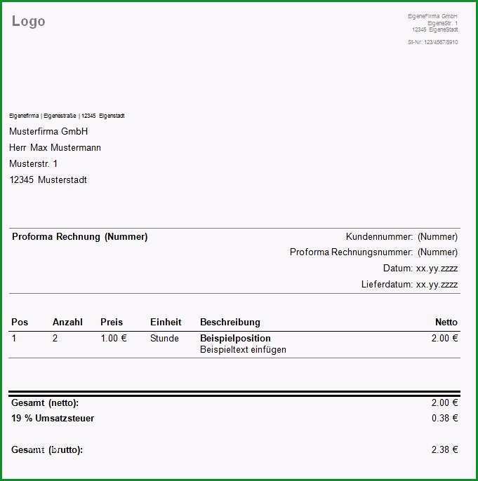 proforma rechnung