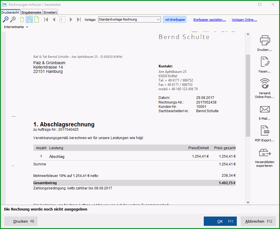 rechnung anzahlung muster