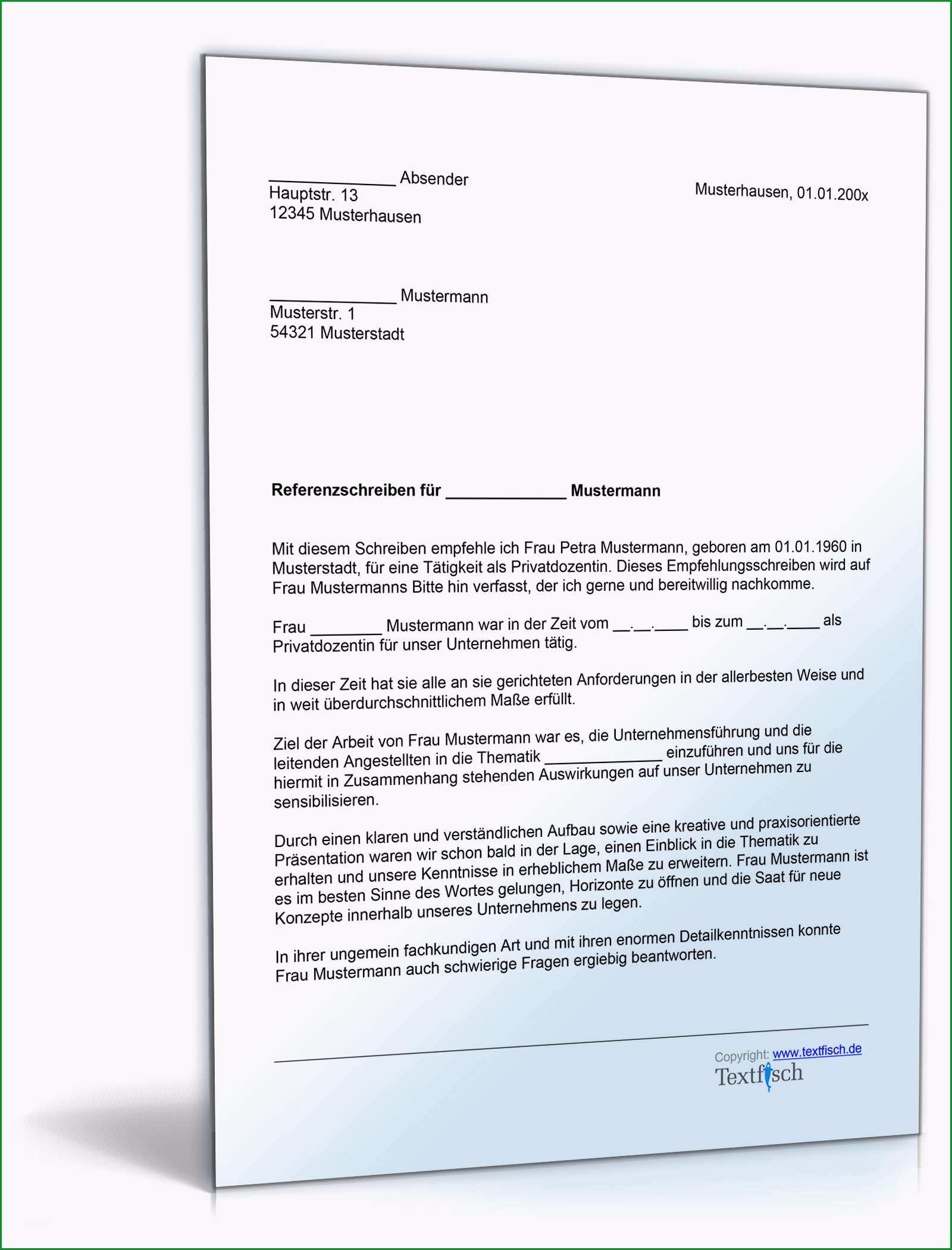 referenzschreiben privatdozentin