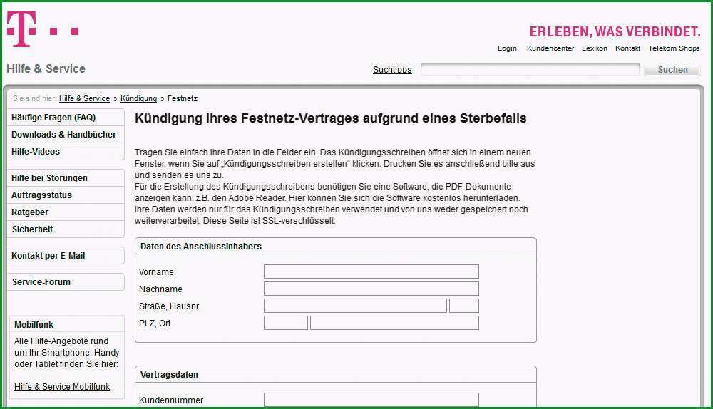 sonderkundigungsrecht telekom vorlage