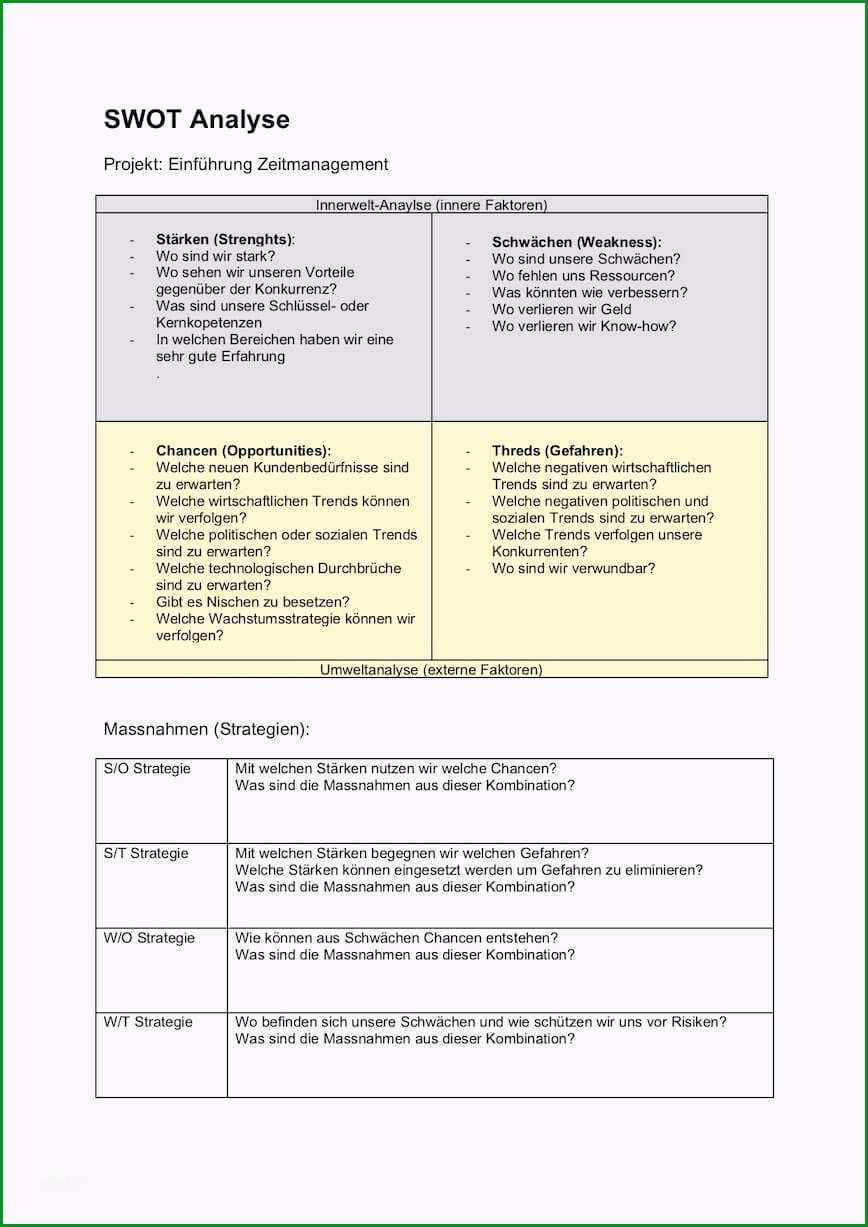 Beste Swot Analyse Vorlage Word Excel Powerpoint