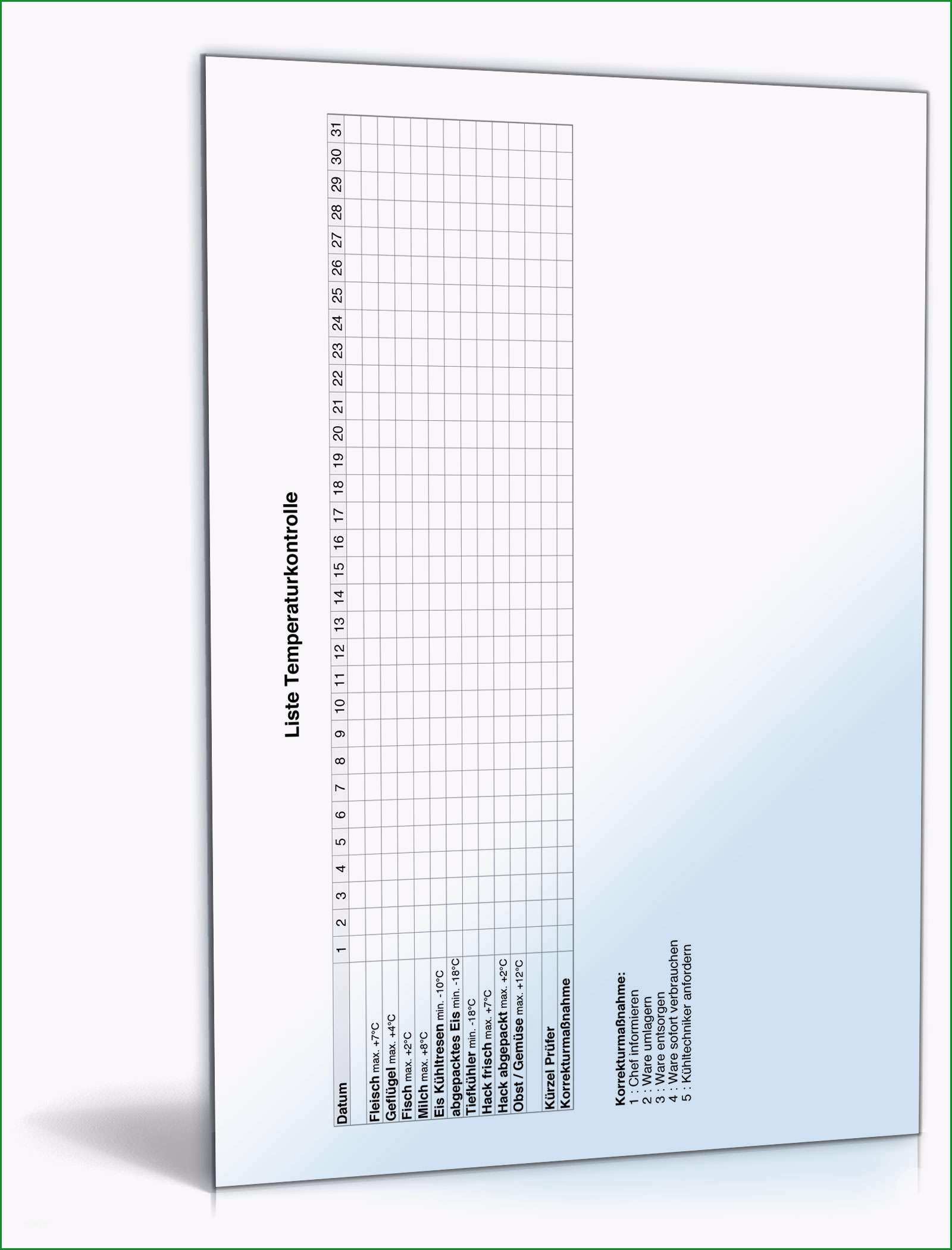 temperaturkontrolle gastronomie vorlage