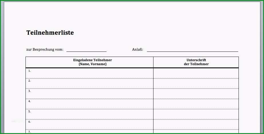 unterweisungsnachweis vorlage word luxus word vorlage teilnehmerliste atemberaubend