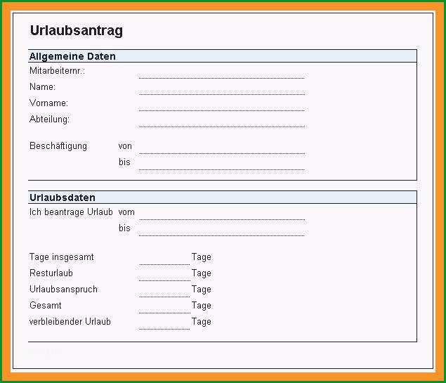 urlaubsbescheinigung muster word neues urlaubsantrag kostenlos vorlage 4