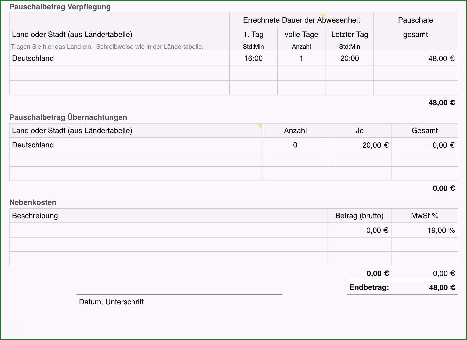 vorlage reisekostenabrechnung excel kostenlos