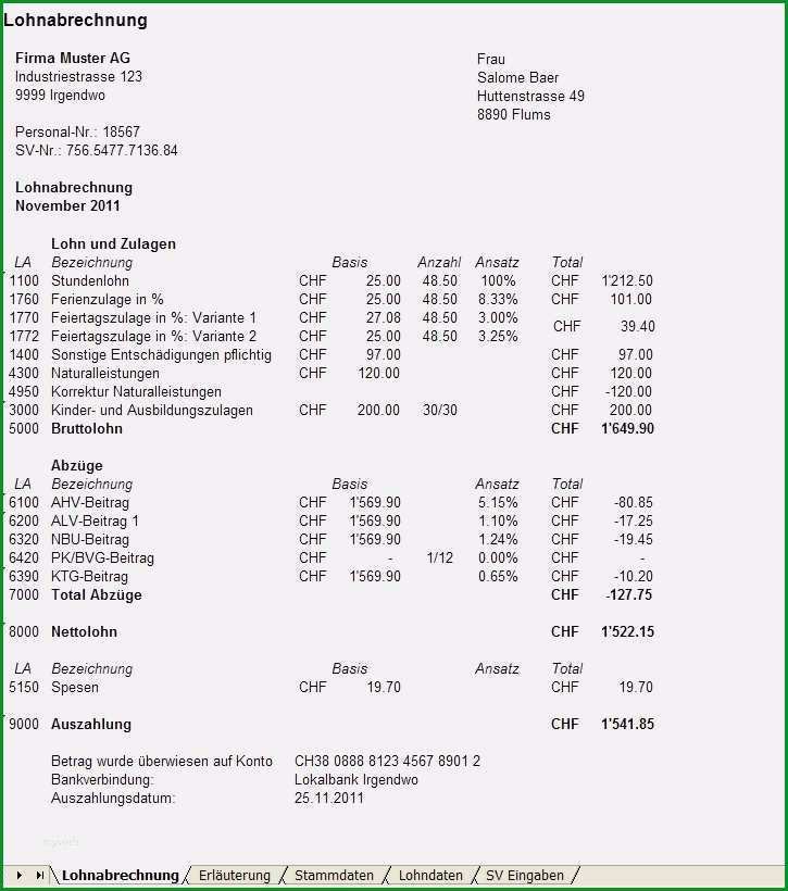 12 lohnabrechnung vorlage word