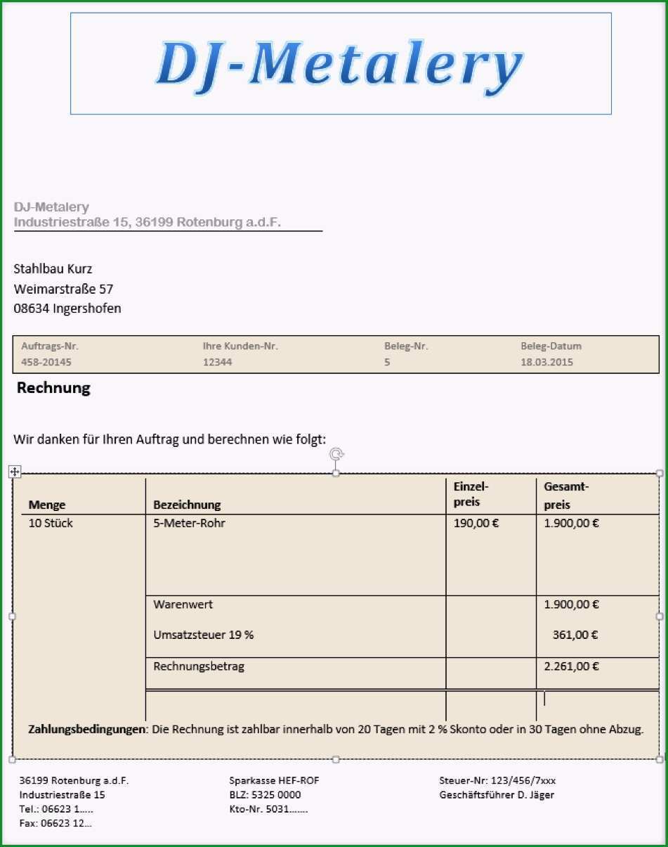 13 vorlage rechnung englisch nstleistung