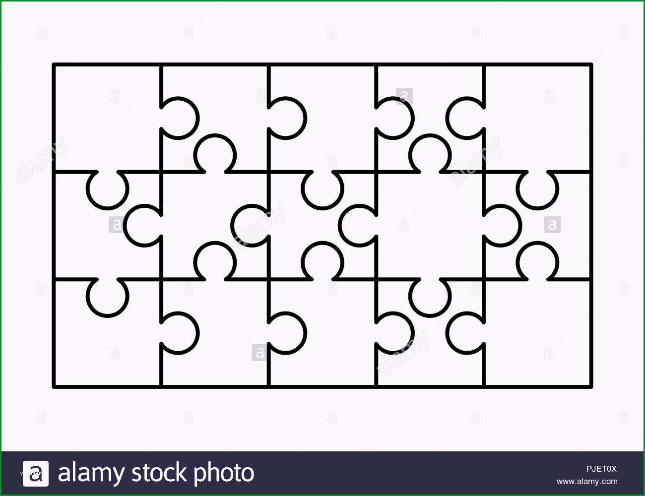 15 weisse ratsel stucke in einem rechteck angeordnet puzzle vorlage ist zum drucken bereit schneiden richtlinien isoliert auf weissem image