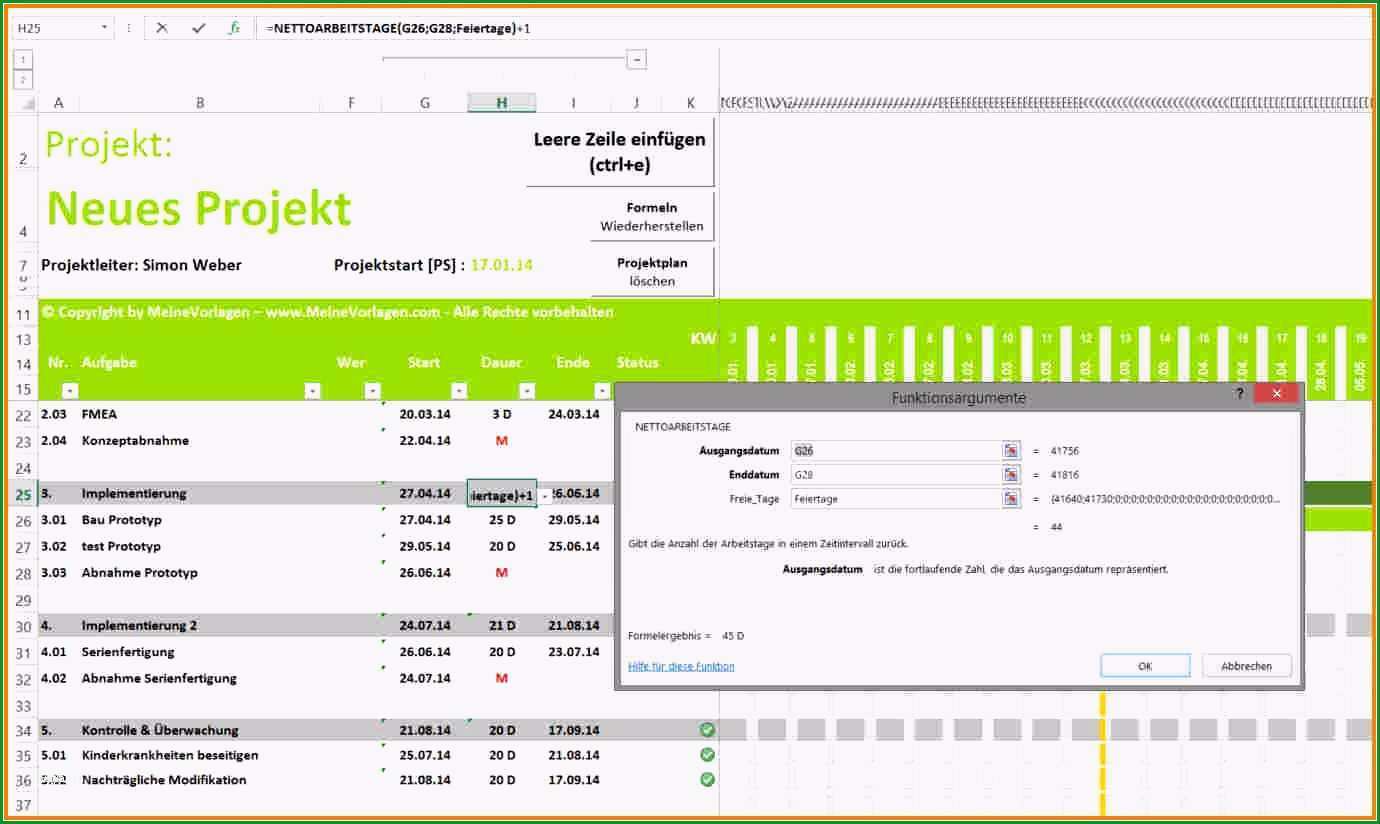 16 projektplan excel vorlage gantt