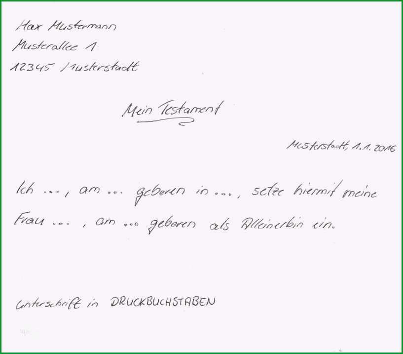 vorlage testament alleinerbe