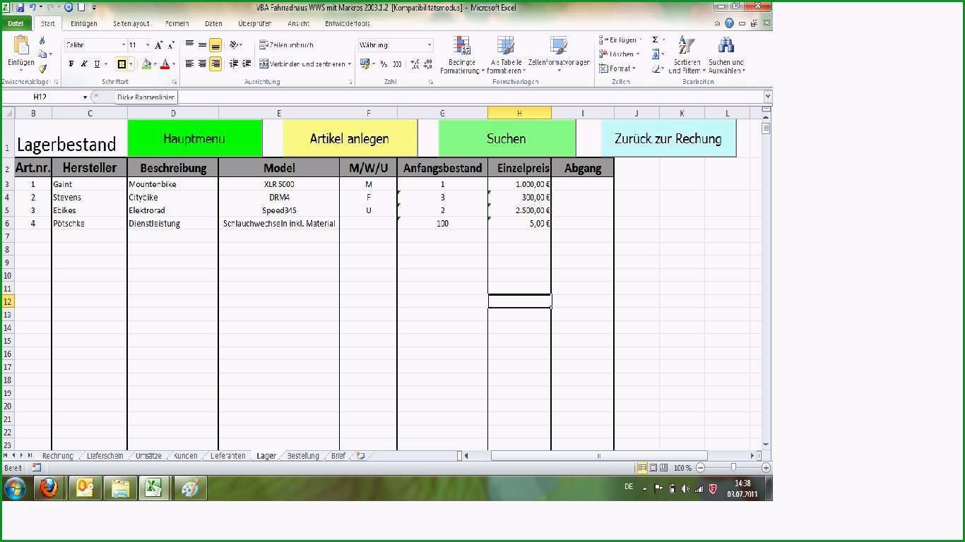 25 excel tabelle lagerverwaltung