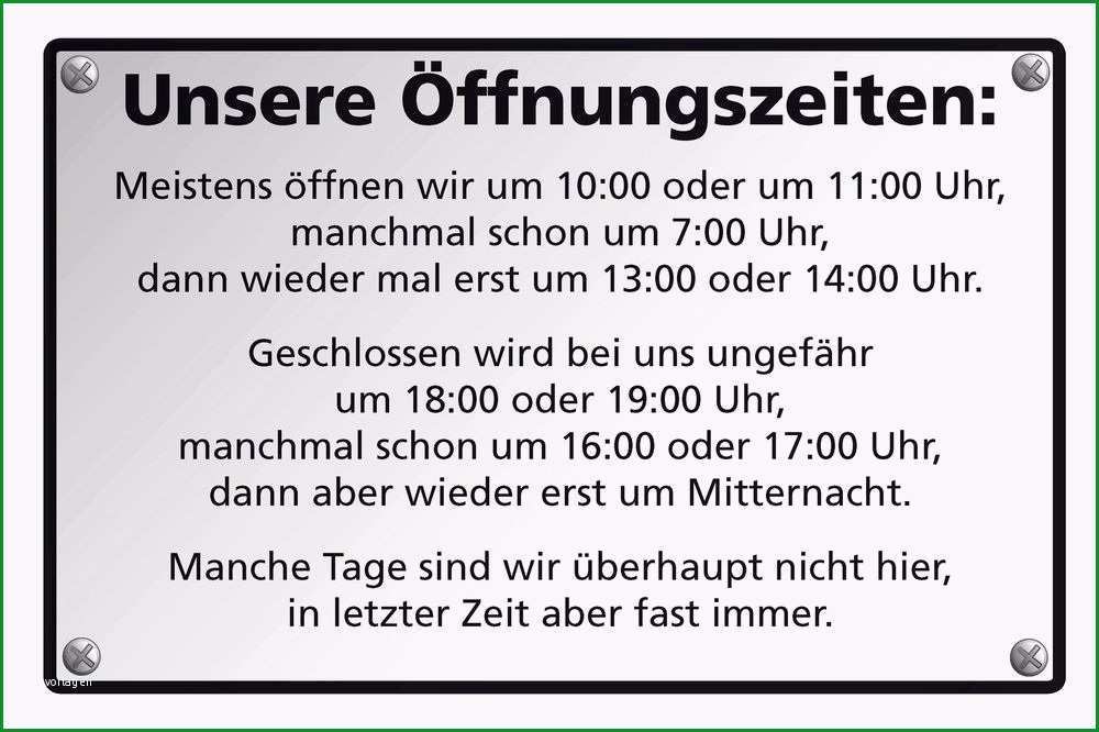 18 Unvergesslich öffnungszeiten Schild Vorlage Sie Kennen Müssen 1