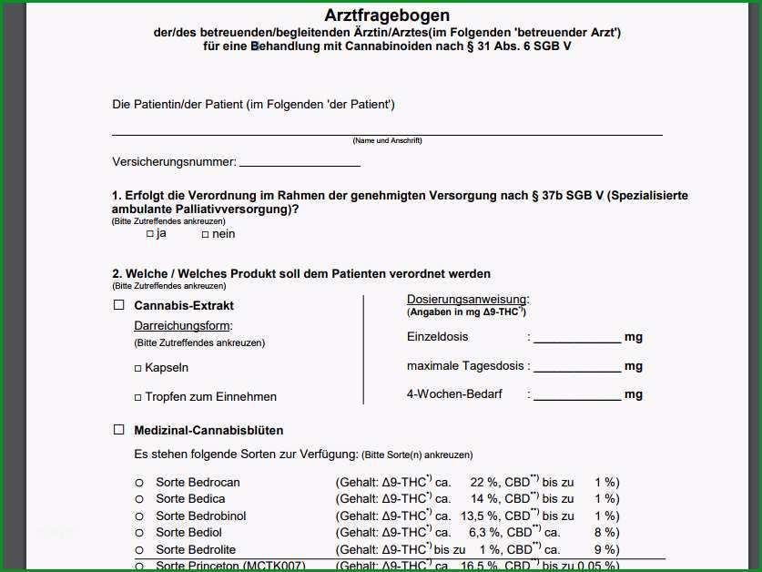 Cannabis auf Rezept Kostenuebernahme Formular PDF