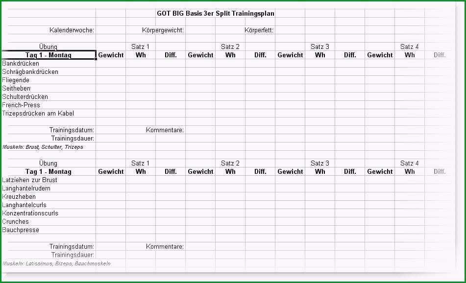 der got big basis 3er split trainingsplan