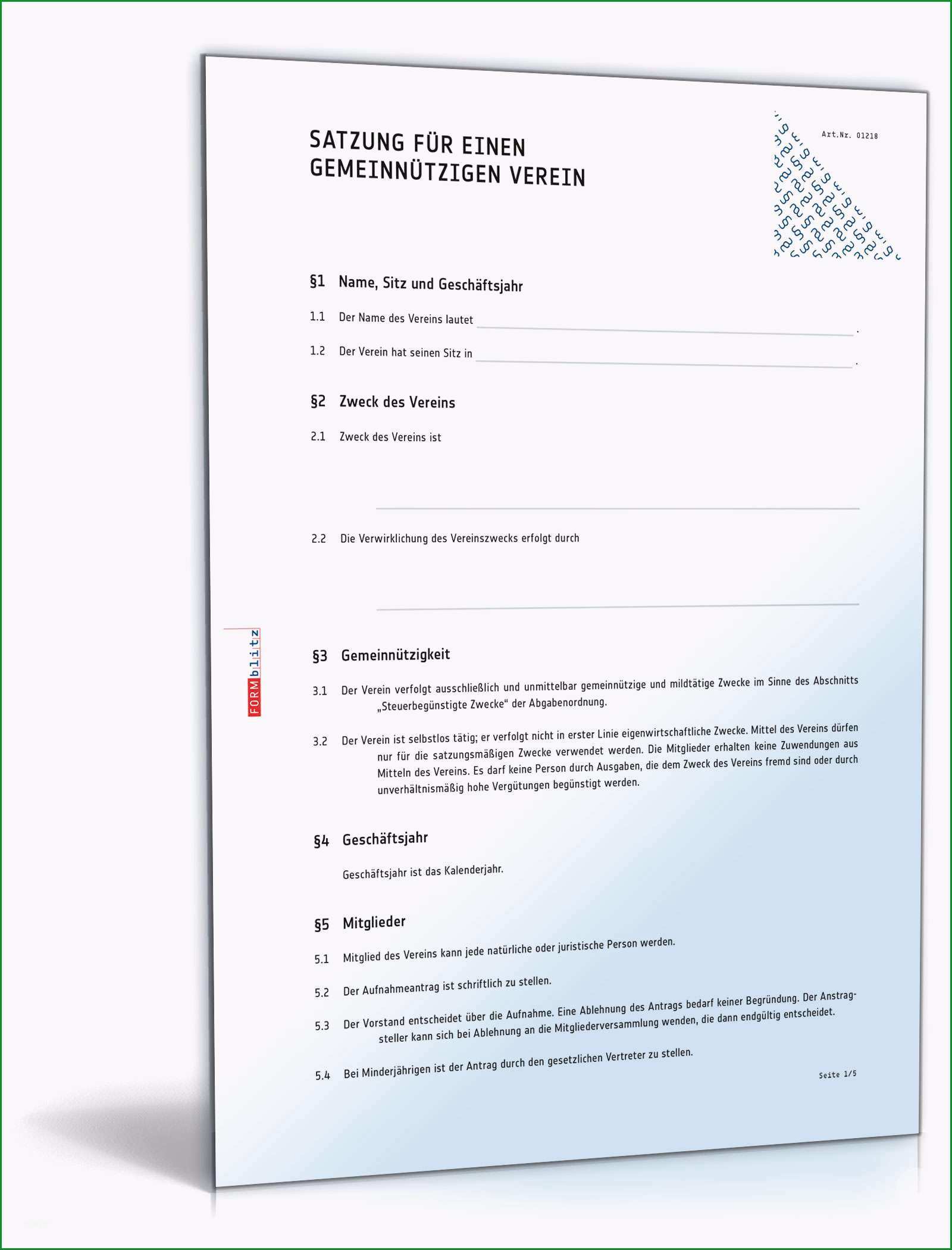 satzung gemeinnuetziger verein